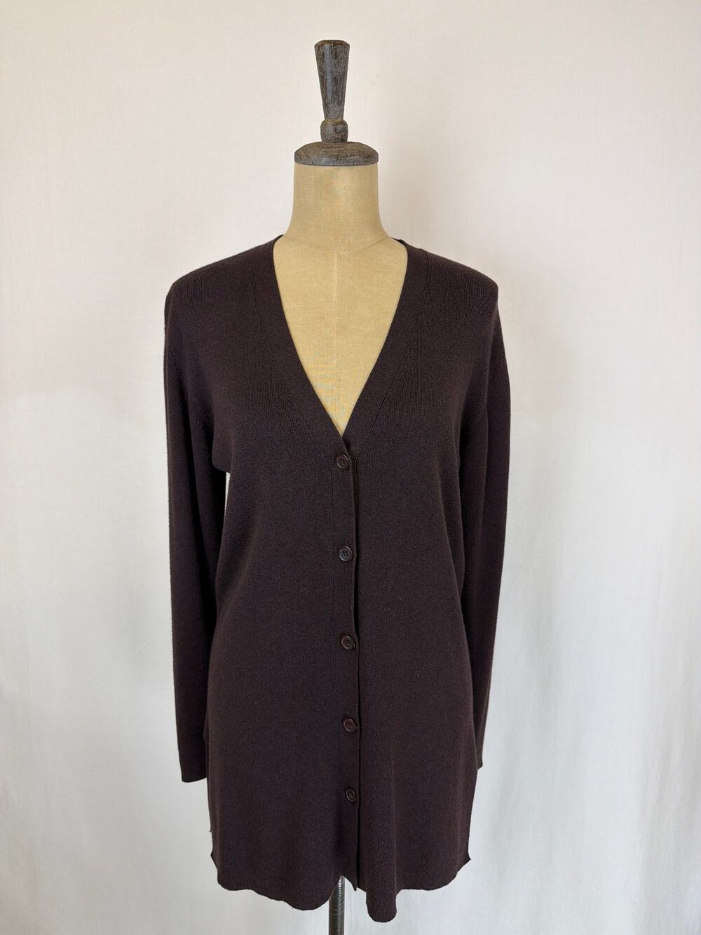 Vintage 80's 90's Jacqueline Ferrar Brown Ryon/Cotton Cardigan Medium #0617